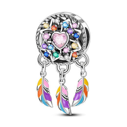Rainbow Feather Dreamcatcher Dangle Charm