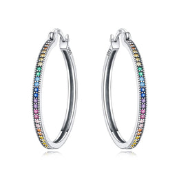 Rainbow Gemstone Hoop Earrings