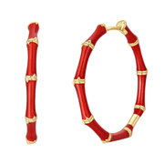 Red Bamboo Hoop Earrings