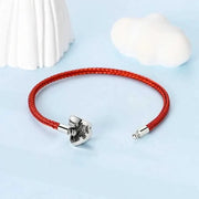 Red Braided Leather Bracelet with Heart Clasp