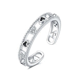 Romantic Open Heart Ring with Crystal Details