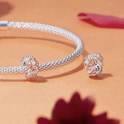 Rose Gold Blooming Flower with Crystal Band Charm