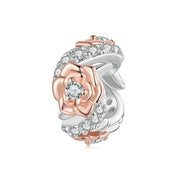 Rose Gold Blooming Flower with Crystal Band Charm