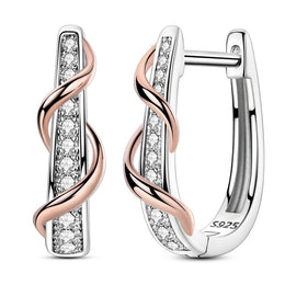 Rose Gold & Silver Twisted Hoop Earrings