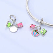 Salad & Tea with Green Apple Triple Dangle Charm