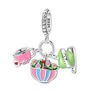 Salad & Tea with Green Apple Triple Dangle Charm