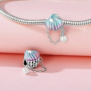 Sea Clam & Chain Pearl Dangle Charm