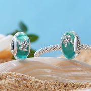 Sea Turtle with Ocean Wave Murano Charm