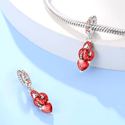 Snake Knot Red Heart Dangle Charm