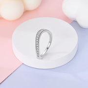 Sophisticated Teardrop Crystal Accent Sterling Silver Ring