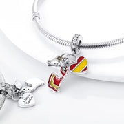 Spain Heart Flag, Flamenco and Bull Dangle Charm