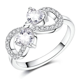 Sparkling Double Heart Infinity Ring