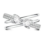 Sparkling Double Heart-Shaped Stone Bow Ring