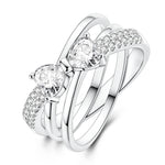Sparkling Double Heart-Shaped Stone Bow Ring