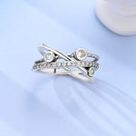 Sparkling Halo Multi-Band Silver Ring