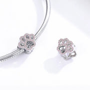 Sparkling Pink Crystal Paw Print Charm
