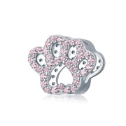 Sparkling Pink Crystal Paw Print Charm