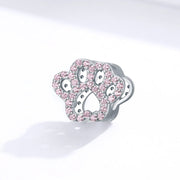 Sparkling Pink Crystal Paw Print Charm