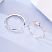 Sparkling Pink Heart Solitaire Ring
