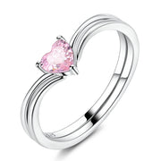 Sparkling Pink Heart Solitaire Ring