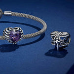 Sparkling Purple Skull Heart Charm