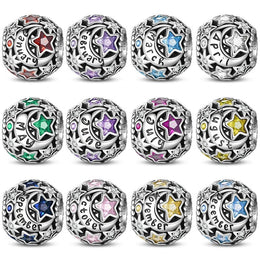 Star & Moon Birthstone Charm