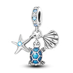 Starfish, Sea Turtle and Sea Shell Triple Dangle Charm