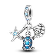 Starfish, Sea Turtle and Sea Shell Triple Dangle Charm