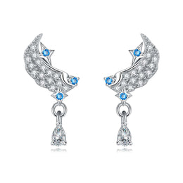 Starlit Crescent Drop Earrings