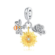 Sunflower, Bee & Butterfly Charm
