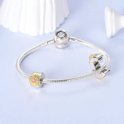 Sunflower Charm with Pink Crystals Clip Charm