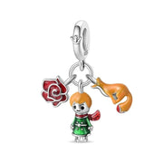 The Little Prince, Rose & Fox Triple Dangle Charm