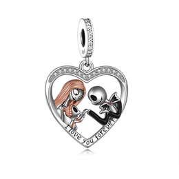 The Nightmare Before Christmas Couple Heart Dangle Charm