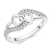 Two Intertwined Hearts Crystal Ring