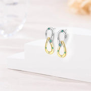 Two-Tone Linked Hoop Earrings