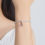 Pink Bicycle with Flower Basket Dangle Charm