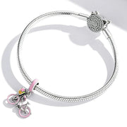 Pink Bicycle with Flower Basket Dangle Charm
