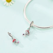 Whimsical Frog on Enchanted Mushroom Dangle Charm