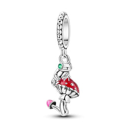Whimsical Frog on Enchanted Mushroom Dangle Charm
