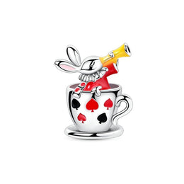 White Rabbit in Teacup Charm
