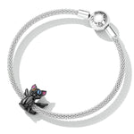 Winged Black Cat with Colorful Eyes Charm