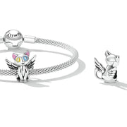 Winged Cat with Colorful Eyes Charm