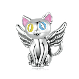 Winged Cat with Colorful Eyes Charm