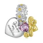 You Are My Sunshine Heart & Gold Bee Dangle Charm