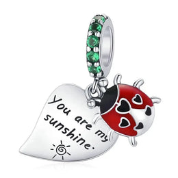 You Are My Sunshine Ladybug and Leaf Dangle Charm